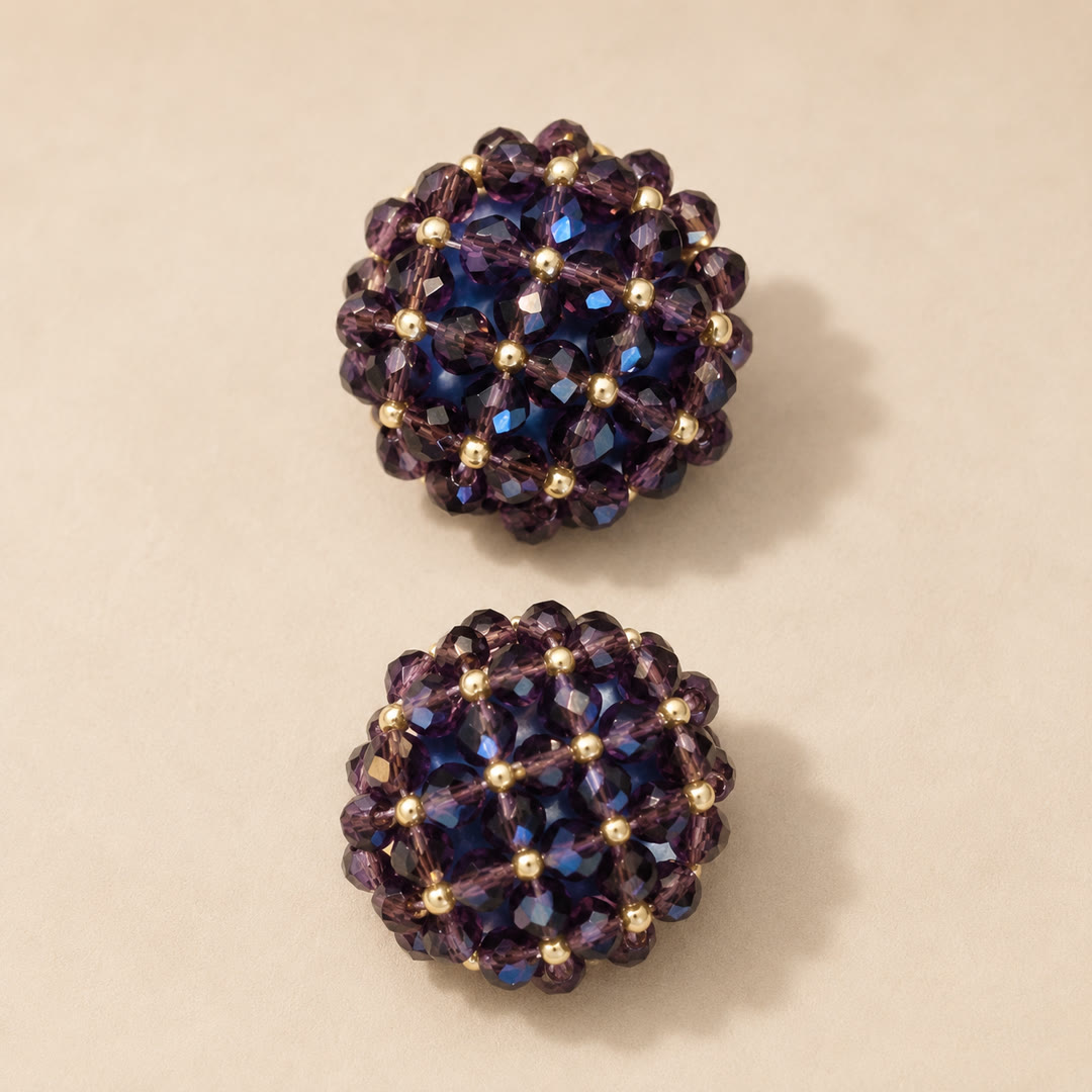 Woven Amethyst Stud Earrings — detail