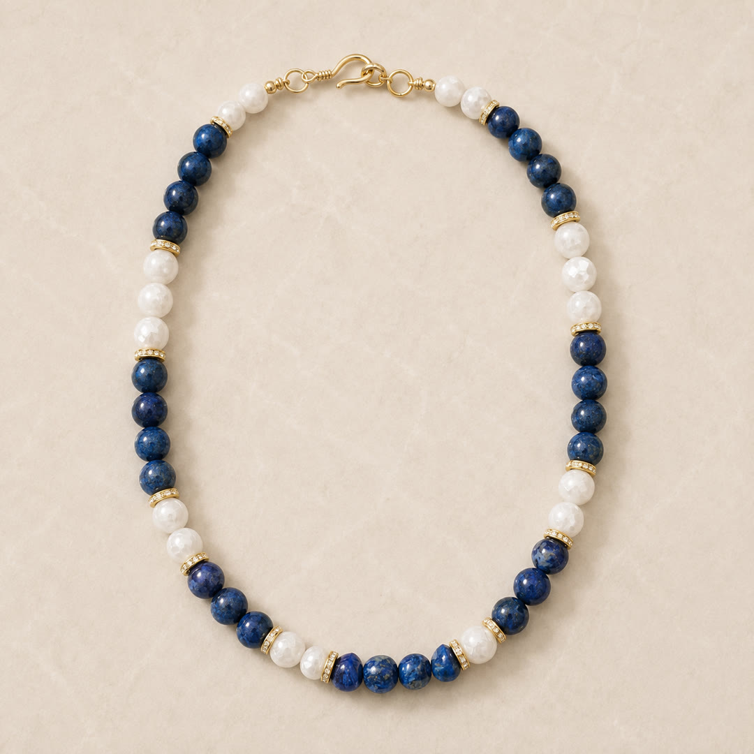 Blue Lapis, Sodalite & Quartz Necklace — detail